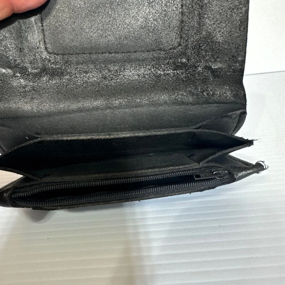 Vintage Horse Head Biker Wallet Black Split Leather Snap Closure Made in USA
